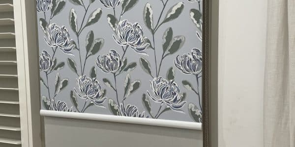 Dual Roll Blind with Blue Floral pattern