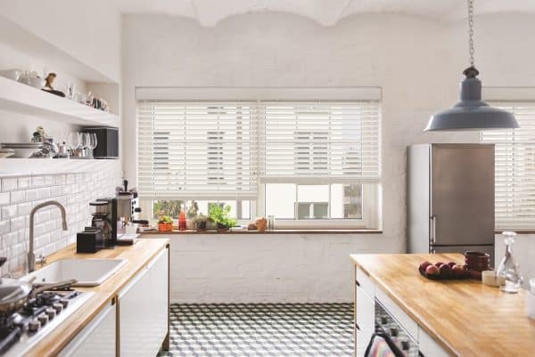 Kitchen with White Woodnature Venetians