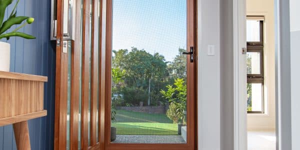 looking out with open door to a security door